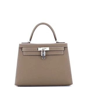 Hermes Kelly Handbag Grey Epsom with Palladium Hardware 28 - Picture 1 of 10
