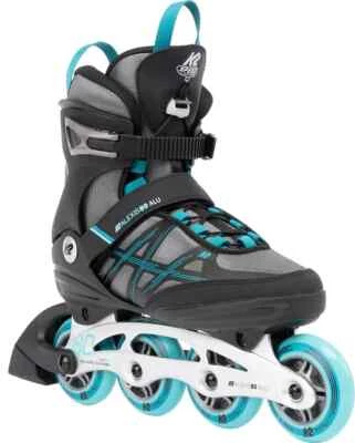 K2 Skates ALEXIS 80 ALU Inline Skates Damen grau - cyan Größe EU: 39.5