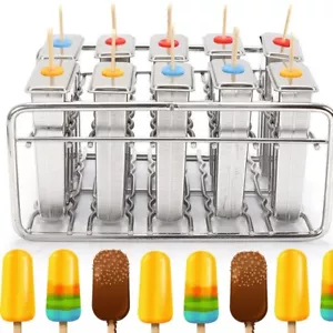10PCS Stainless Steel Molds Pop Lolly Popsicle Ice Cream Stick Holder Mold DIY - Picture 1 of 10