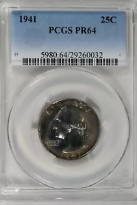 1941 25C PCGS PR64 Washington Quarter, Silber 25 Cents (0,25) - Bild 1 von 2