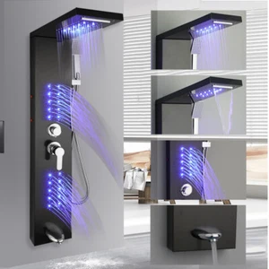 LED Rainfall Waterfall Head LED Full Body Jets System Handheld Shower Column Set - Picture 1 of 10