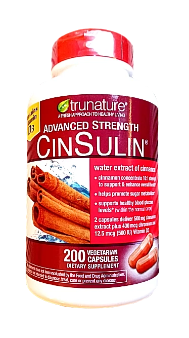 Trunature Advanced Strength CinSulin 500 mg canela 200 cápsulas vegetales caducidad 12/2027 Foto 1 de 4