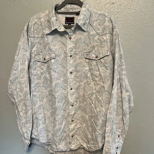 CAMISA ROPER Pearl Snap PAISLEY Print Abotonada Hombres XL Azul Manga Larga - Imagen 1 de 7