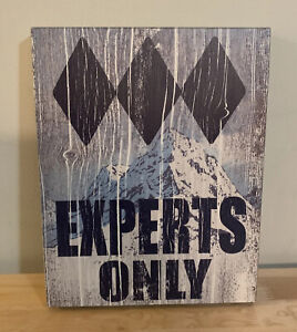 Experts Only Ski Triple Black Diamond Wooden Wall Sign Decor 14”L x 11”W x 1.5”