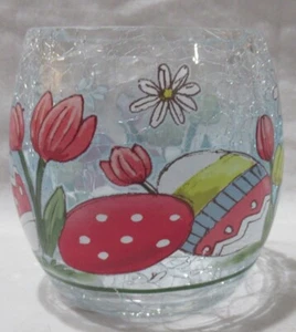Yankee Candle Votive Tea Light Holder T/LH V/H Spring EASTER CRACKLE eggs tulips - Picture 1 of 5