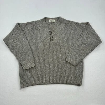 Suéter Vintage Eddie Bauer Talla Mediana Marrón Henley Pullover Algodón Clásico Foto 1 de 4
