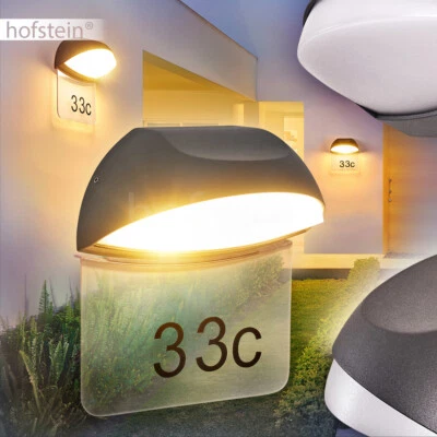 Außen Wand Lampen LED Design Hausnummern Leuchte mit Schild Hof Garten Terrassen - Bild 1 von 2