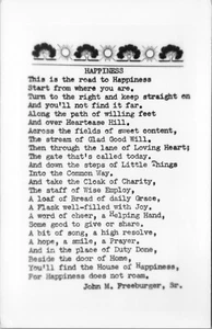 RPPC Happiness Poema por John M Freeburger Sr B&W collage postal sin publicar - Imagen 1 de 2