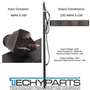 Chatsworth Products Inc CPI 025-712855-406 125V 16A 20x 5-20R Power Strip 0U PDU - Picture 1 of 6