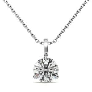 Diamond Pendant IGI HRD Round 1.50 Carat Lab Created 18k White Gold Necklace - Picture 1 of 8