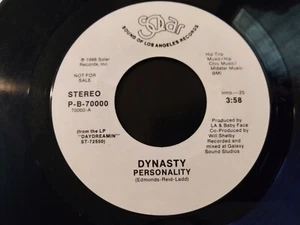 Dynasty – Personality VG++ Original Promo 45 RPM Solar 70000 Record 1986 Funk - Picture 1 of 2