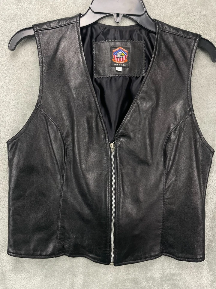 Chaleco de cuero para mujer Bikers Image XL negro cremallera completa Foto 1 de 4