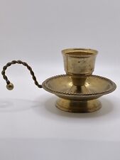 VTG Solid Brass Gatco Candle Holder  with Brass Rope Finger Loop  3 1/2”H X 6” W