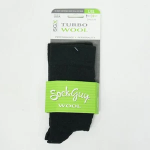 Sock Guy Turbo Wool Crew Socks Unisex L/XL 43-48 Black - Picture 1 of 2