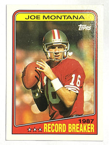 HALL OF FAMER JOE MONTANA 49ers, Chiefs 1988 Topps 1987 RECORD BREAKER Card #4