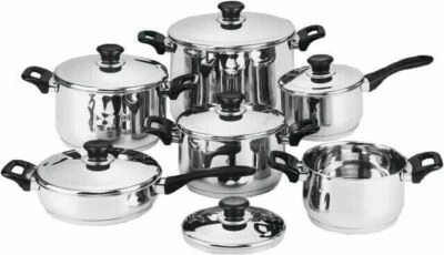 BATTERIA 12 PEZZI IN ACCIAIO INOX 18/10  DGBAVARIA LINEA FELICIA - VARI DIAMETRI - Immagine 1 di 4