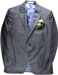 INDOCHINO Mens Blazer Suit Jacket Coat 42 100% Wool Navy Micro-Check Slim NEW - Picture 1 of 11