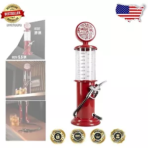 Classic Red 30 Fl. Oz Liquor Pump Dispenser - Perfect Gift for Man Caves - Picture 1 of 11