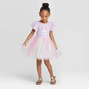 Cat & Jack Toddler Girls' Lilac Tulle Sequin Bunny Rabbit Dress 12M, 18M, 5T - Picture 1 of 1