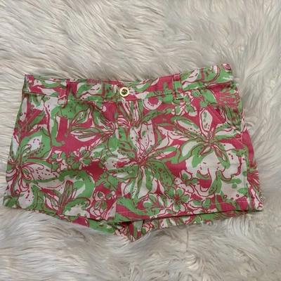 Шорты Lilly Pulitzer для девочек Callahan размер 14 розовые с цветочным рисунком хлопковые с карманами с низкой талией - Изображение 1 из 4