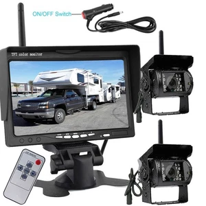 Digital Wireless 7" Monitor Dual Reverse Camera for Truck Trailer Bus RV 12-24V - Picture 1 of 24
