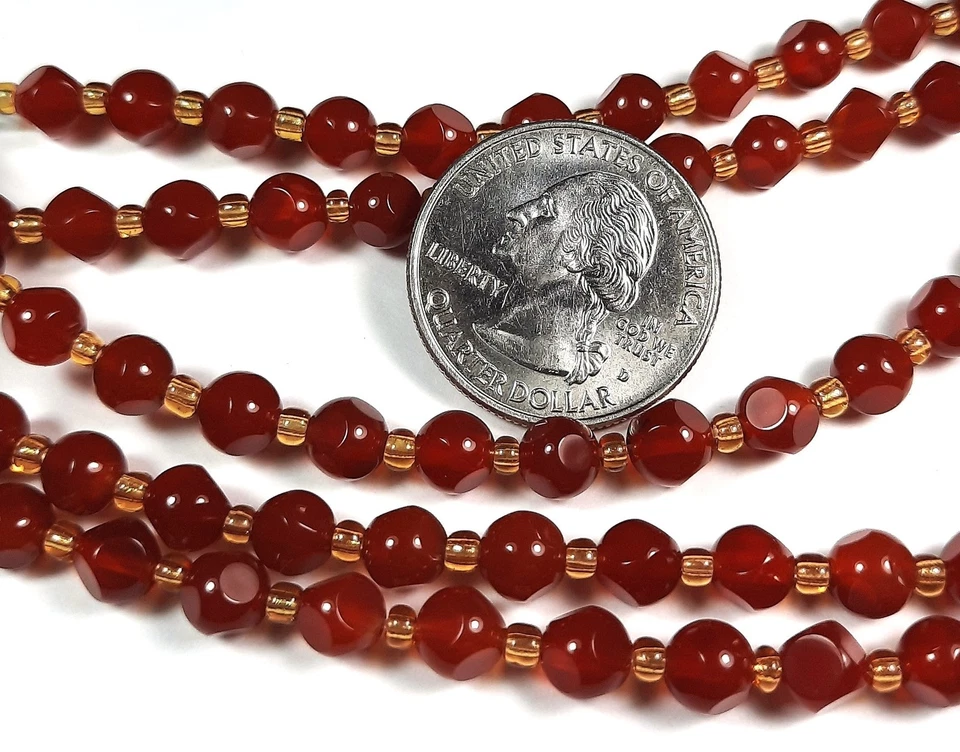 6mm Carnelian Magic Square Gemstone Beads 8-Inch Strand - Image 1 of 1