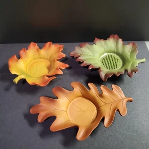 Partylite Flüsternde Blätter geformt Teelit Trio Windlicht Herbst Herbst Farben - Bild 1 von 8