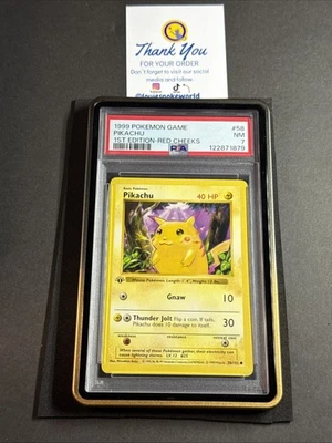 PSA 7 - 1999 POKEMON BASE SET 1ST EDITION-RED CHEEKS #58 PIKACHU + Mag-Guard - Image 1 of 4
