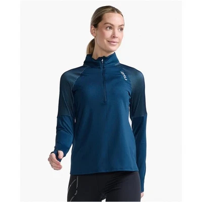 Nuevo Top 2XU Mujer Velocidad Ligera 1/2 Cremallera Manga Larga X-Grande XL WR6674a MNL/SRF Foto 1 de 3