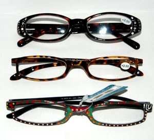 3 Lady / Girls Reading Glasses Power +2.0 Fashion multicolor compact frames - Picture 1 of 5
