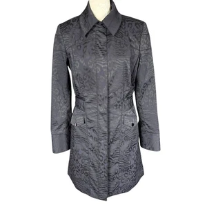 Trench donna Etcetera nero stampa animalier full zip lunghezza media taglia 6 - Foto 1 di 13