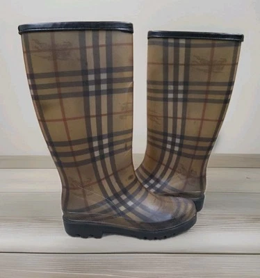 Botas de Lluvia BURBERRY Haymarket Patrón a Cuadros a Cuadros / Para Mujer Talla US 5 / EU 38 Foto 1 de 4