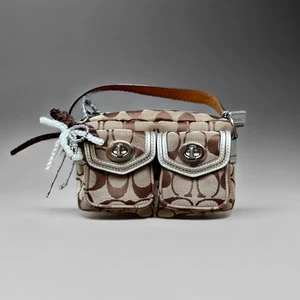 Coach Signature Mini Silver Satchel Pouch Bag - Picture 1 of 10
