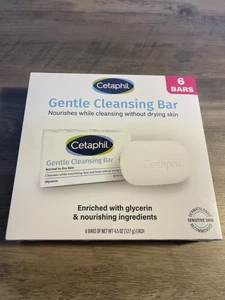 CETAPHIL  Gentle Cleansing Bar Soap 6 pack 4.5oz Normal To Dry Skin NEW - Picture 1 of 6