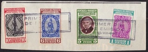 1940 PARAGUAY, n. 398/401 Hundertjahrfeier der Briefmarke STORNIERUNG ERSTER TAG - Afbeelding 1 van 1