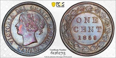 1859 Canada Large Cent PCGS AU53 Lot#G1123 Narrow '9' - Image 1 of 4