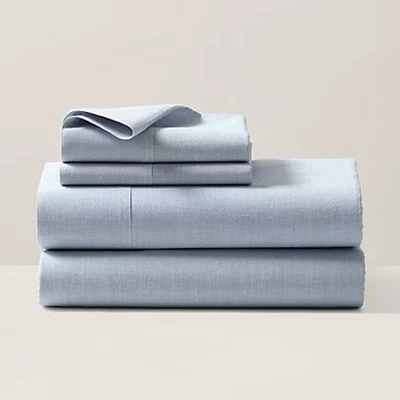 Ralph Lauren Workshirt Chambray King Flat Sheet Blue 100%Cotton NEW $245 Online! - Image 1 of 4