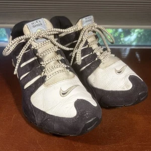 Nike Shox Sneakers Women’s Sz 10.5 #311137 141 Sparkly Blue Paisley/White Shoes - Picture 1 of 17