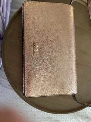 Coach Hayden Rose Gold Metallic Foldover Crossbody Clutch COACH STYLE # F39066 - Image 1 of 4