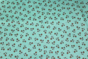 100 % Cotton fabric ~ Teal with berries ~ BTY - Picture 1 of 2