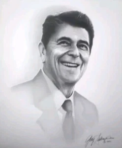 Ronald Reagan 40th President 20"x24" By ARTIST Gary Saderup Black & White Litho - Picture 1 of 2