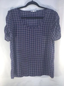 Maurices Blouse Blue Plaid Short Sleeved Top Size Small #580 - Picture 1 of 9