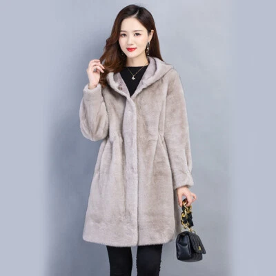 Novo Casaco de Pele de Vison Real de Luxo Feminino Casaco Longo de Pele de Vison com Capuz Jaqueta de Pele de Vison - Imagem 1 de 4