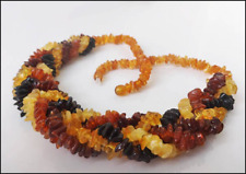 Necklace Braid Baltic Amber Mixed Color Cherry, Honey, Cognac Braided 20"
