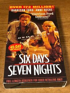 Six Days Seven Nights Screener VHS Demo Tape Movie Used Harrison Ford Anne Heche