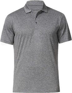 Poloshirt, grau, XL - Herren Dry Fit Kragen 3-Knopf Freizeit Golf Kurzarm - Bild 1 von 6