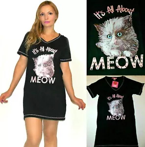 Pigiama donna Love Loungewear nuovo con etichetta in morbido cotone con un grande GATTINO,S,M,L - Foto 1 di 4