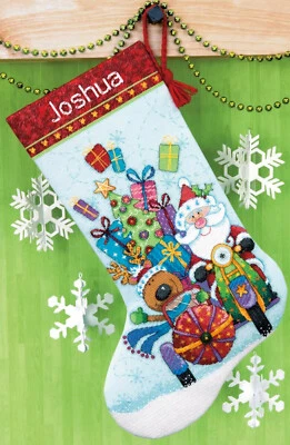 Cross Stitch Kit ~ Dimensions Santa's Sidecar Christmas Stocking #70-08867 - Image 1 of 3
