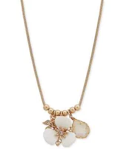 LONNA & LILLY Gold-Tone Mixed Stone Flower Multi-Charm Statement Necklace, 16" - Picture 1 of 1