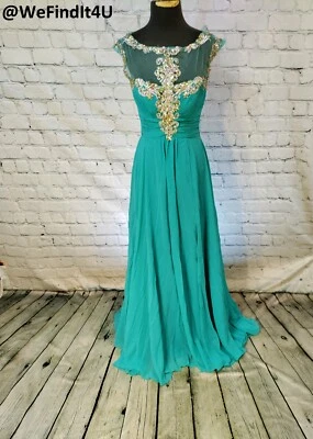 VESTIDO DE FIESTA FORMAL G1888 PARTY TIME AQUA MARINE TALLA 6 $458 Foto 1 de 4